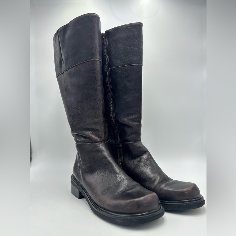 Dark Brown Leather Knee-High Boots
